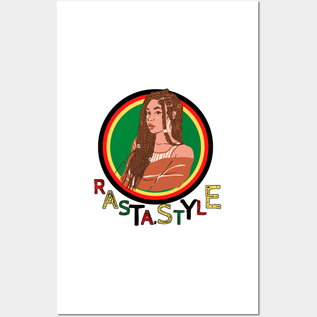 woman of Rastafari culture accompanied by multicolored writing Wall Art by JENNEFTRUST